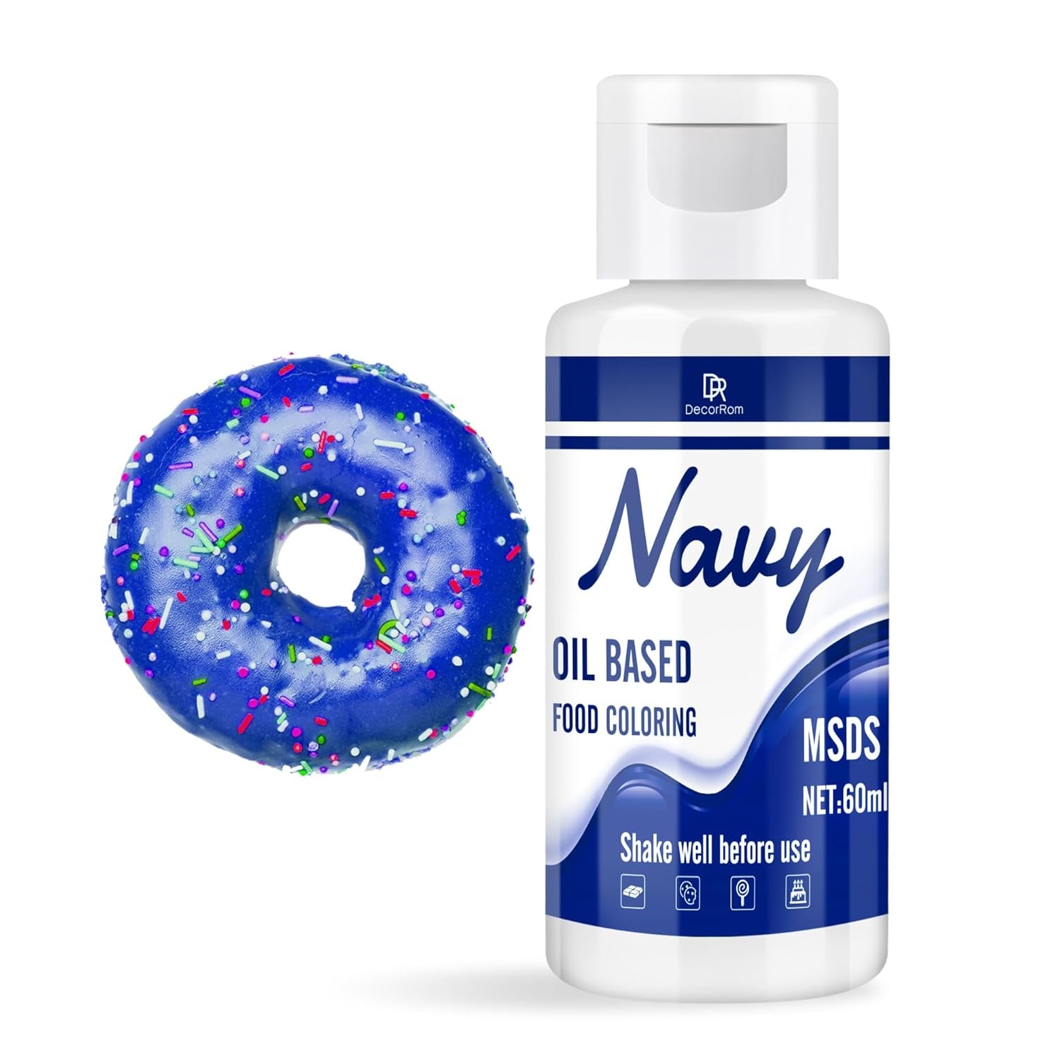 Miscela di colori dolci per cioccolato - 60 ml di polvere di olio per fondente, decorazioni per torte, torte - colorante alimentare fluido per burro di kakao, crema al burro, torta (nero) Naty Shop Marine