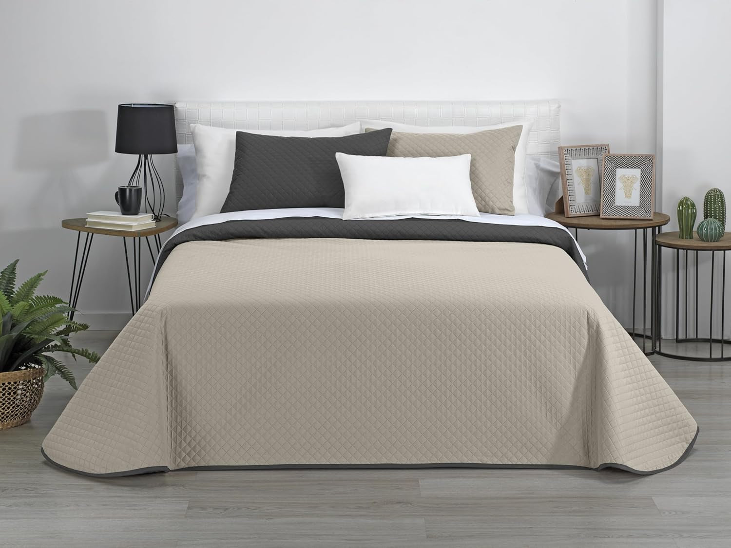 Estoralis | AVA | Trapunta reversibile | Per tutte le stagioni | Colore: grigio/antracite | Per letto da 105 cm. (200 X 270 Cm. Ancho X Alto) | Trapunta trapuntata Trapunte e trapunte Naty Shop