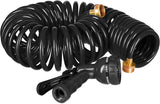Relaxdays Tubo a Spirale Allungabile Fino a 10 Metri Tubo Flessibile da Giardino con Spruzzatore 7 Tipi di Getto Nero
