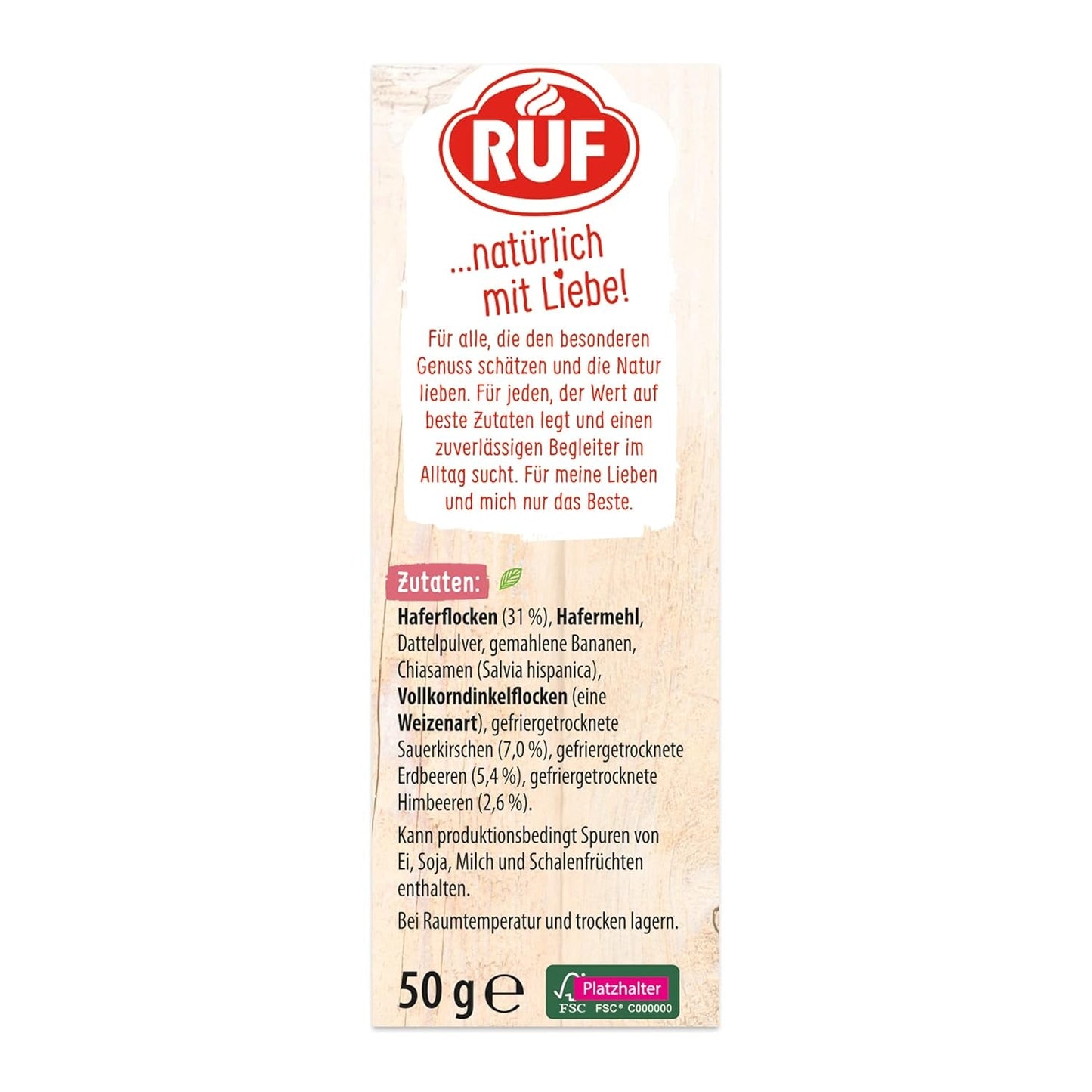 RUF Smoothie Bowl Berry Bunch Avena Snack per Colazione con Bacche e Semi di Chia, Facile e Veloce da Preparare, Vegano, 1 Busta x 50g (Confezione da 3)