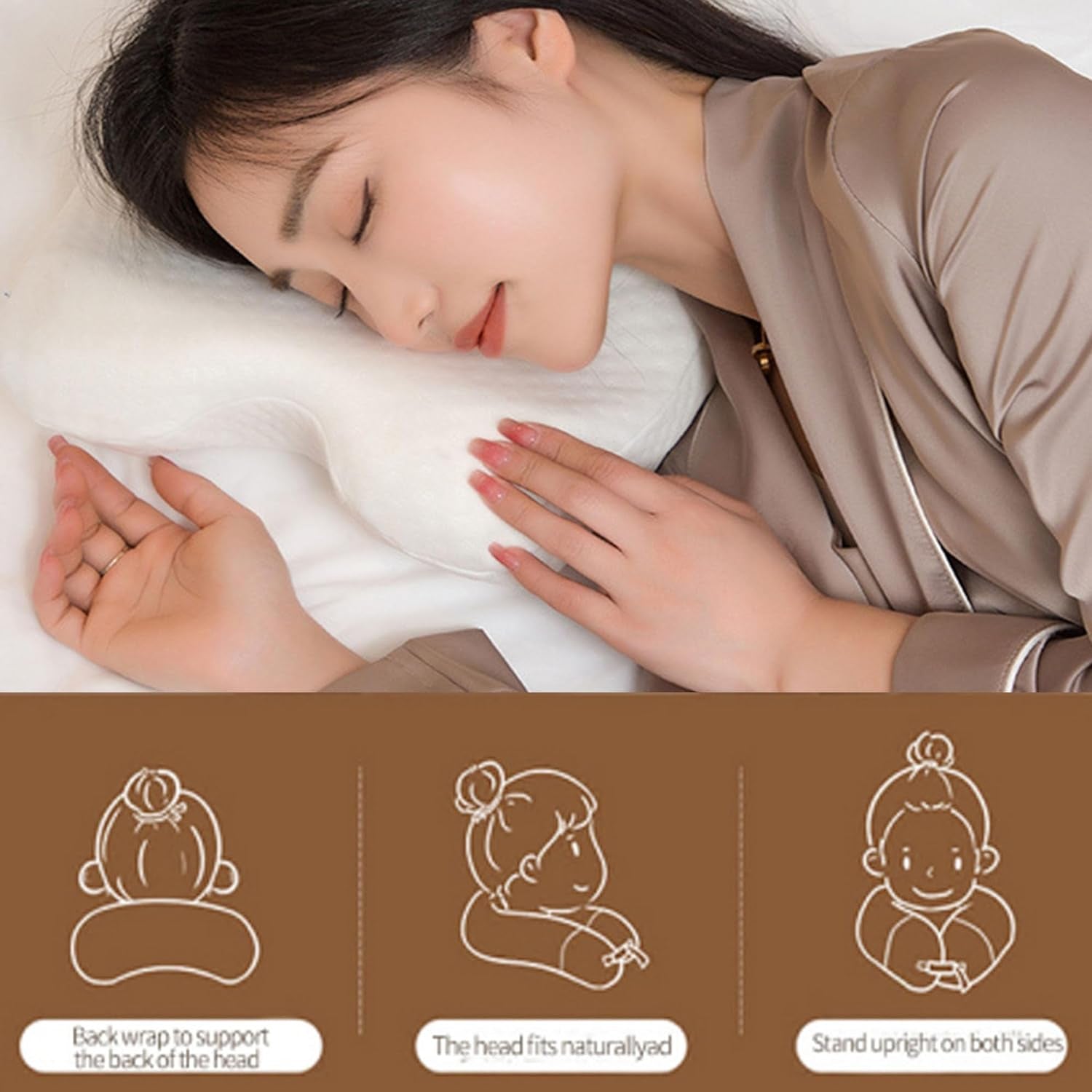 MINGZE Cuscino per Collo in Memory Foam Multifunzionale, Cuscino per Collo a Forma di U con Arco, Cuscino per Dormire a Rimbalzo Lento Cuscino per Pressione di Rimbalzo, Cuscino in Seta di Ghiaccio per Protezione di Mani e Collo Cuscini Ortopedici Cervicali Naty Shop