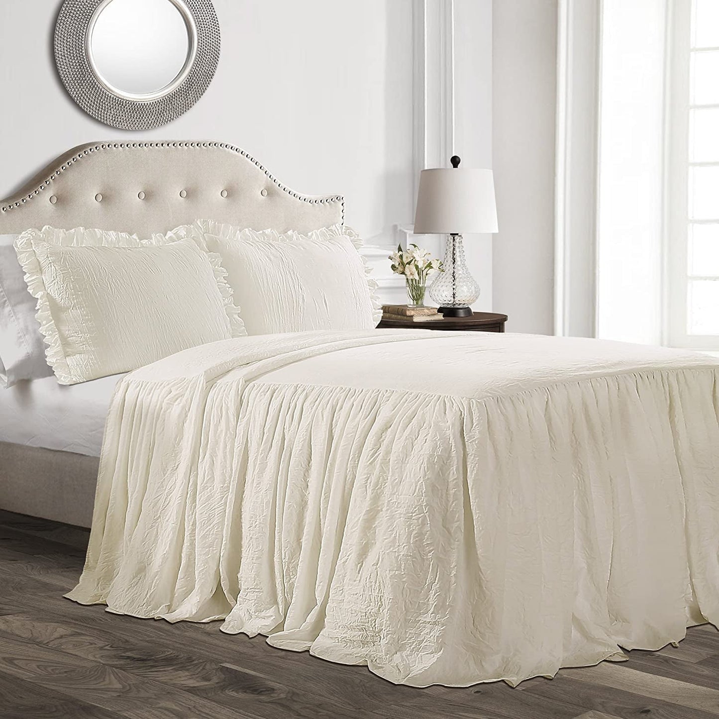Copriletto Lush Decor con gonna a volant, poliestere, bianco, letto matrimoniale Letti e coperte Lush Decor Avorio H190,5 X L99,1 cm (1 confezione)