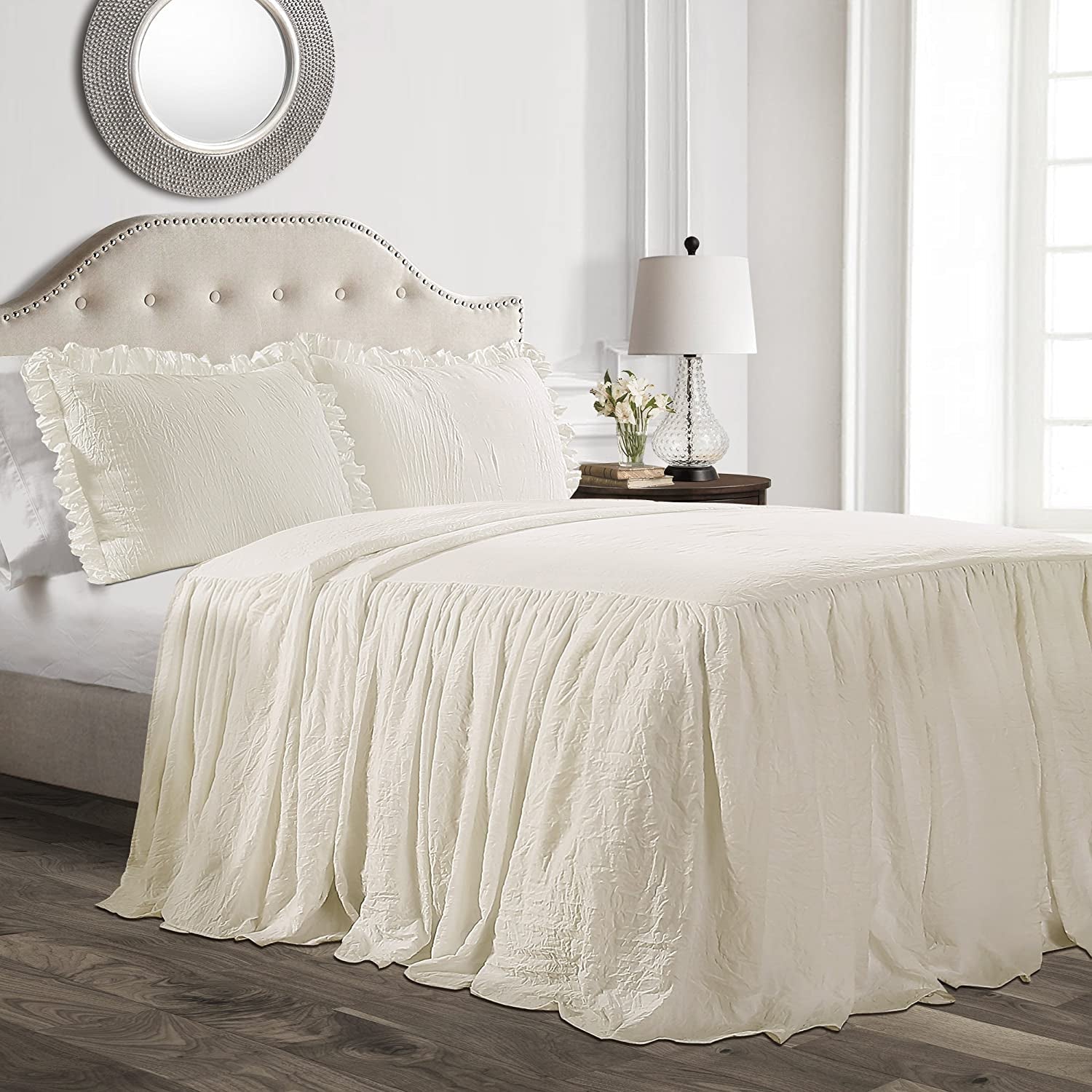 Copriletto Lush Decor con gonna a volant, poliestere, bianco, letto matrimoniale Letti e coperte Lush Decor Avorio H190,5 X L99,1 cm (1 confezione)