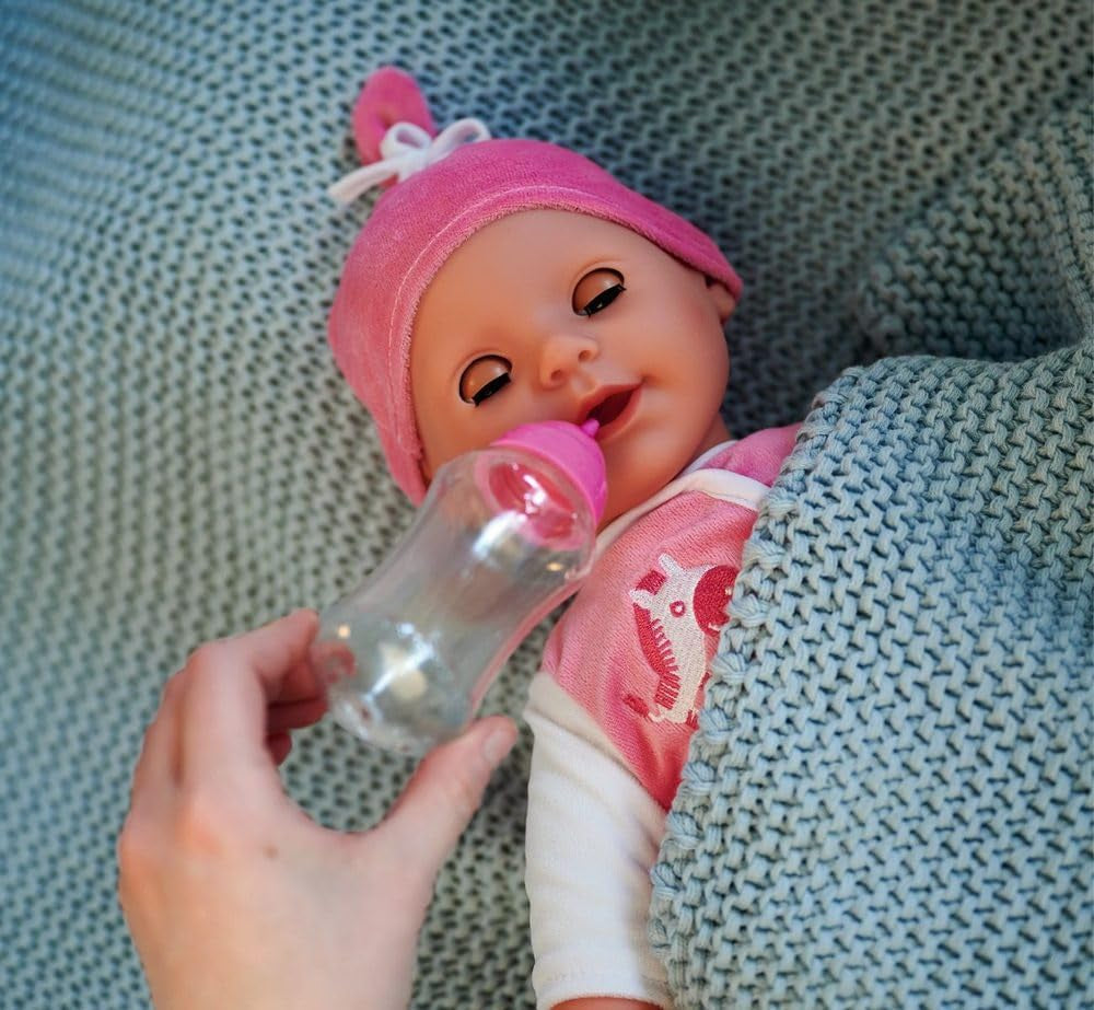 Simba 105140489 - Laura Baby Talk Doll, bambola dal corpo morbido da 38 cm con occhi assonnati in tutina carina, 24 suoni del bambino, bambola da gioco, bambolina, dai 2 anni in su