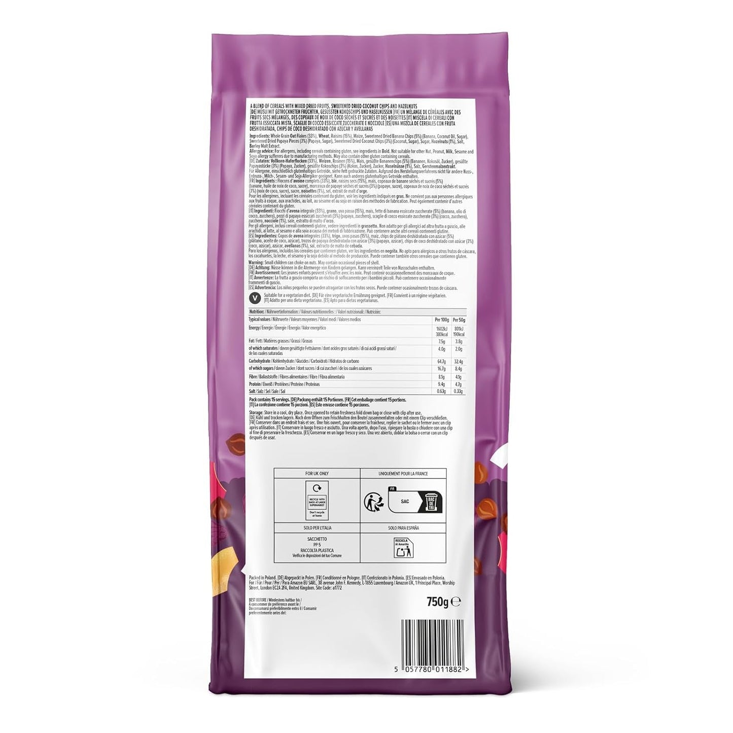Muesli con frutta e noci dell'Amazzonia, 750 g