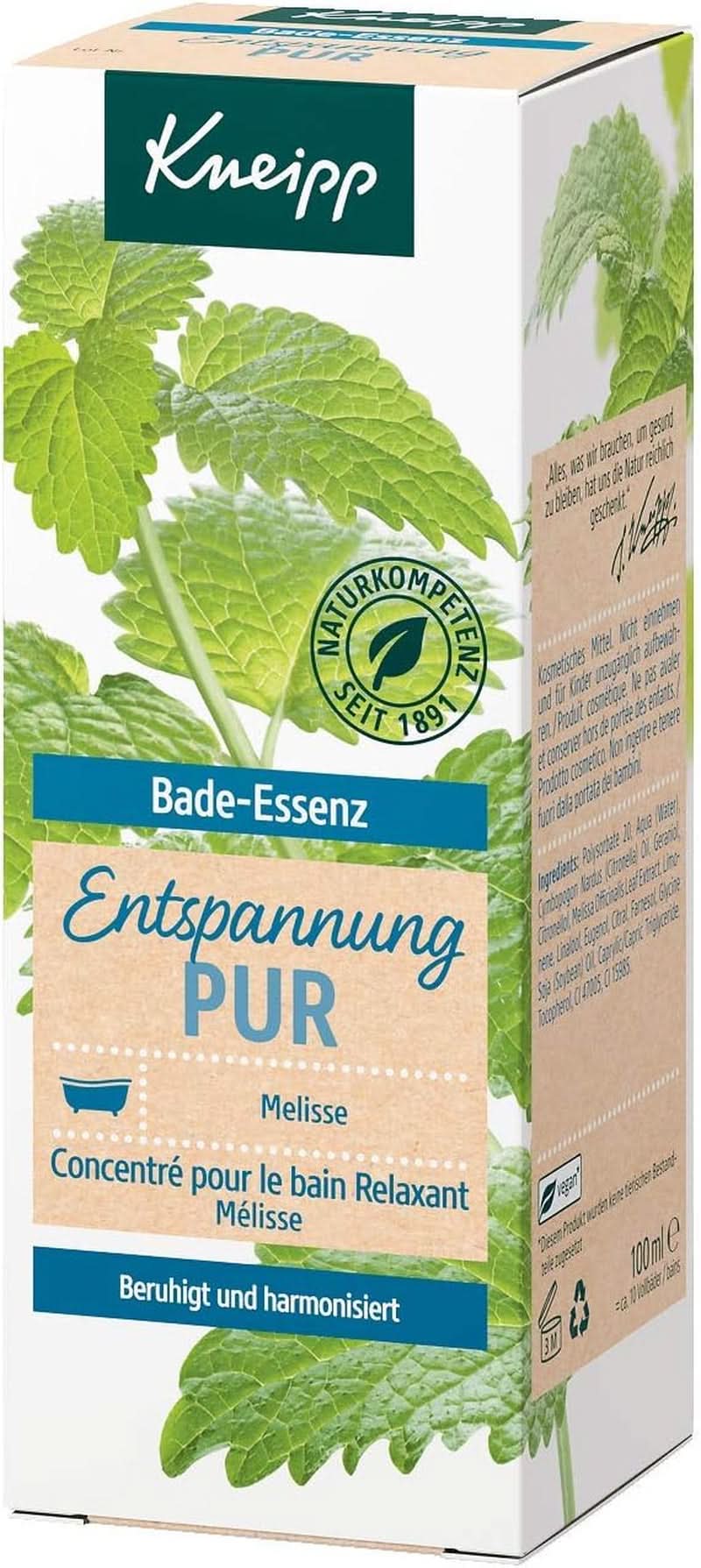Kneipp Bade, olio da bagno con olio essenziale naturale di melissa indiana ed estratto di melissa, 100 ml Naty Shop
