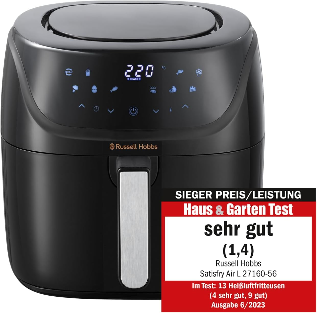 Russell Hobbs Air Fryer L 4L Friggitrice ad aria rapida, 7 funzioni di cottura, 10 programmi Elettrodomestici Naty Shop Heißluftfritteuse