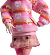 Monster High Wednesday Bambola e accessori Figura da collezione rosa Enid Sinclair con berretto e zaino Supporto per bambola HXJ05