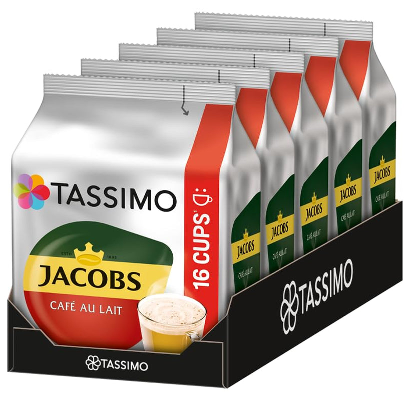 Tassimo Kapseln Jacobs Café au Lait, 5 x 16 cialde, 80 Kaffeekapseln