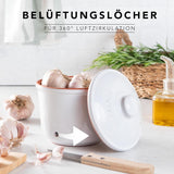 Römertopf Fresh Pot MINI 0,6 litri - Pentola per aglio in ceramica - L'argilla traspirante mantiene le verdure fresche più a lungo - Circolazione dell'aria ideale - Contenitori per alimenti bianchi Naty Shop