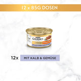 Gourmet Gold Bocconcini Teneri in Salsa Vegetale Cibo Umido per Gatti di Vitello e Verdure Confezione da 12 (12 x 85g)
