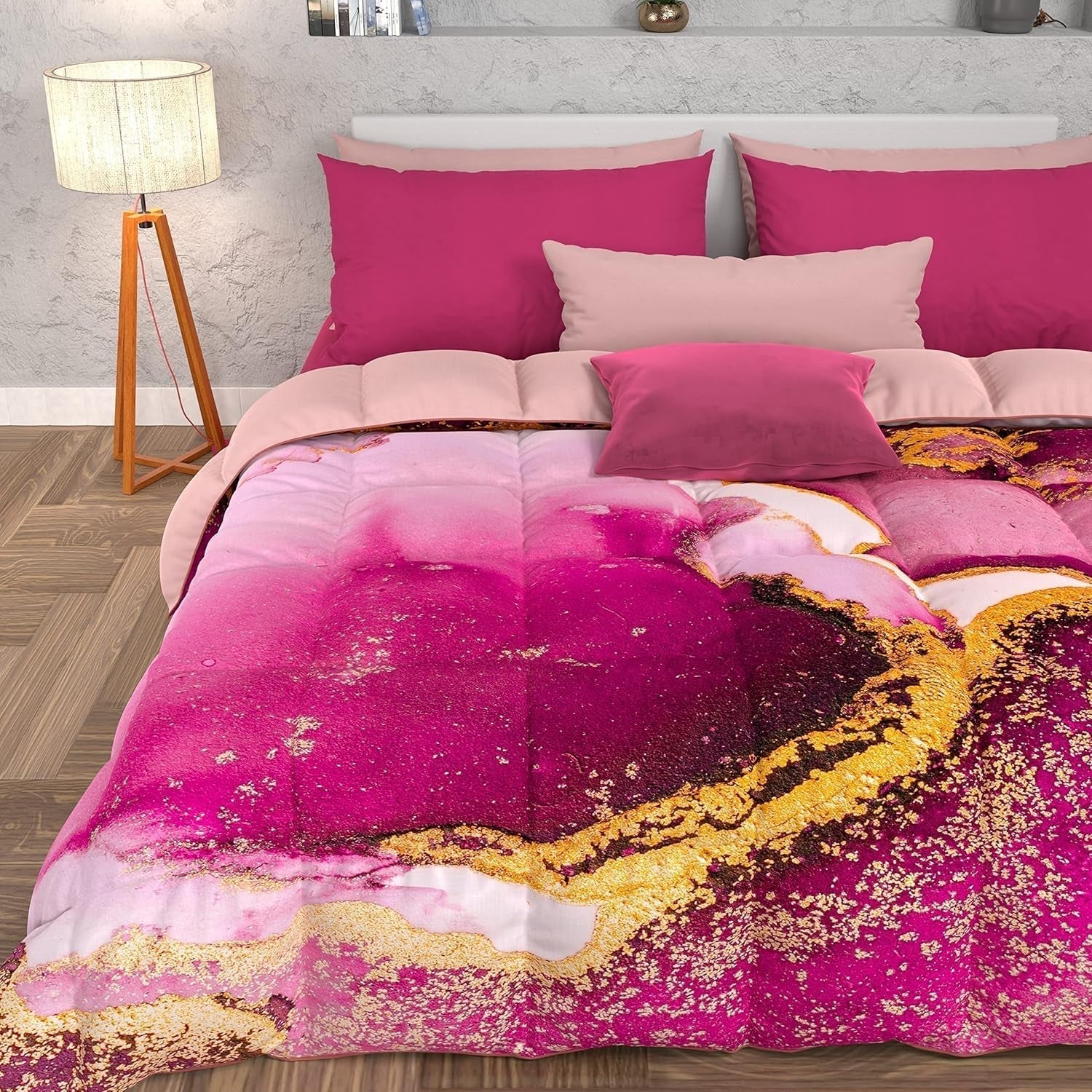 PETTI Artigiani Italiani - Trapunta invernale, Trapunta invernale, Trapunta semplice, Double face, Stampa monocolore e digitale, Microfibra anallergica 100%, Made in Italy Trapunte e trapunte Naty Shop Marmo rosa Una Piazza E Mezza