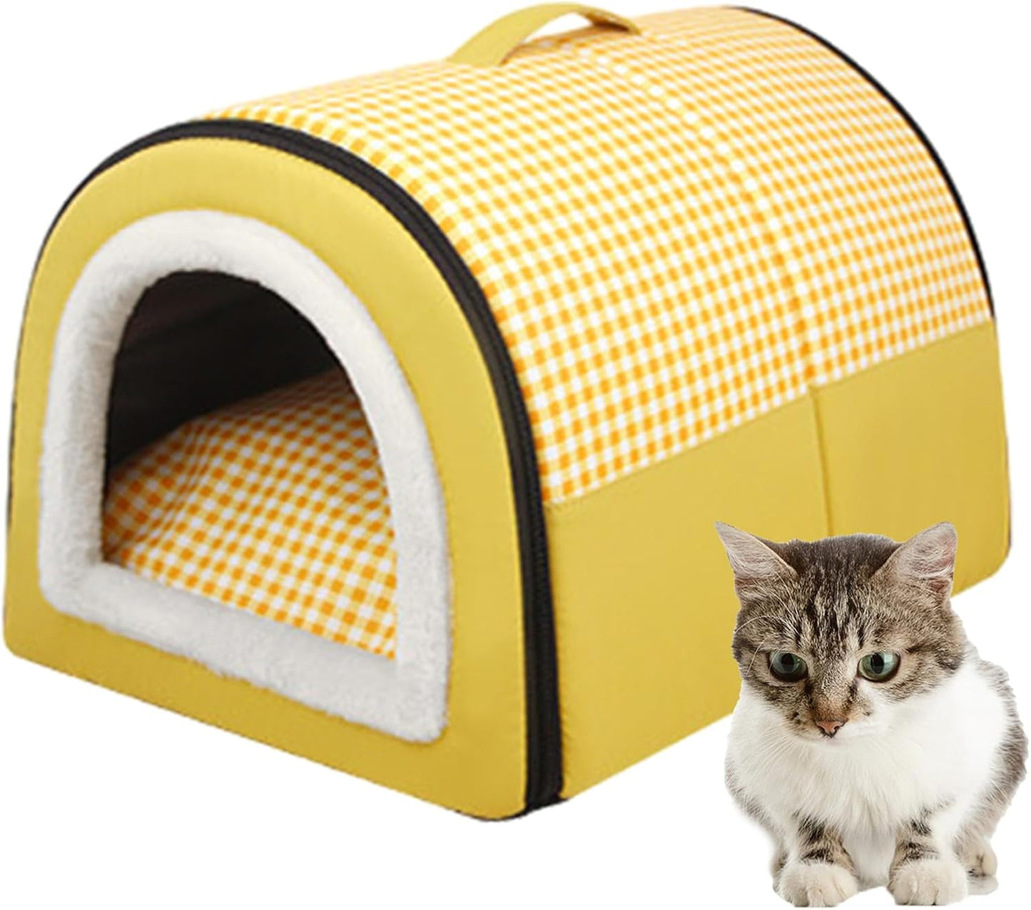 Katzenhöhle | Katzenhaus für Draußen Winterfest | Katzenhöhle Outdoor per Katzen | Katzenbett Höhle Katzenhaus Mit Abnehmbarem Waschbarem Matte | Wasserdichtes Wetterfestes Katzenbett Innen Draußen