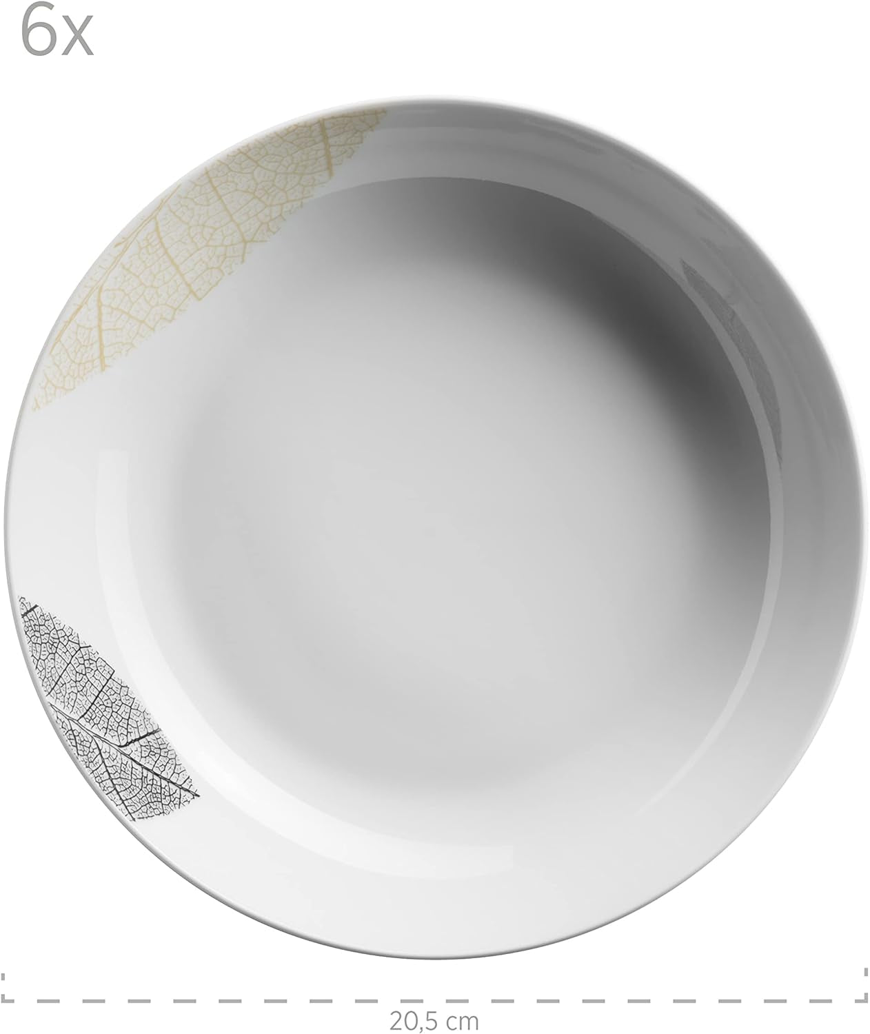 MÄSER 931215 Servizio da tavola splendidamente decorato per 6, servizio combinato 30 pezzi, con forme senza cornice, porcellana, bianco