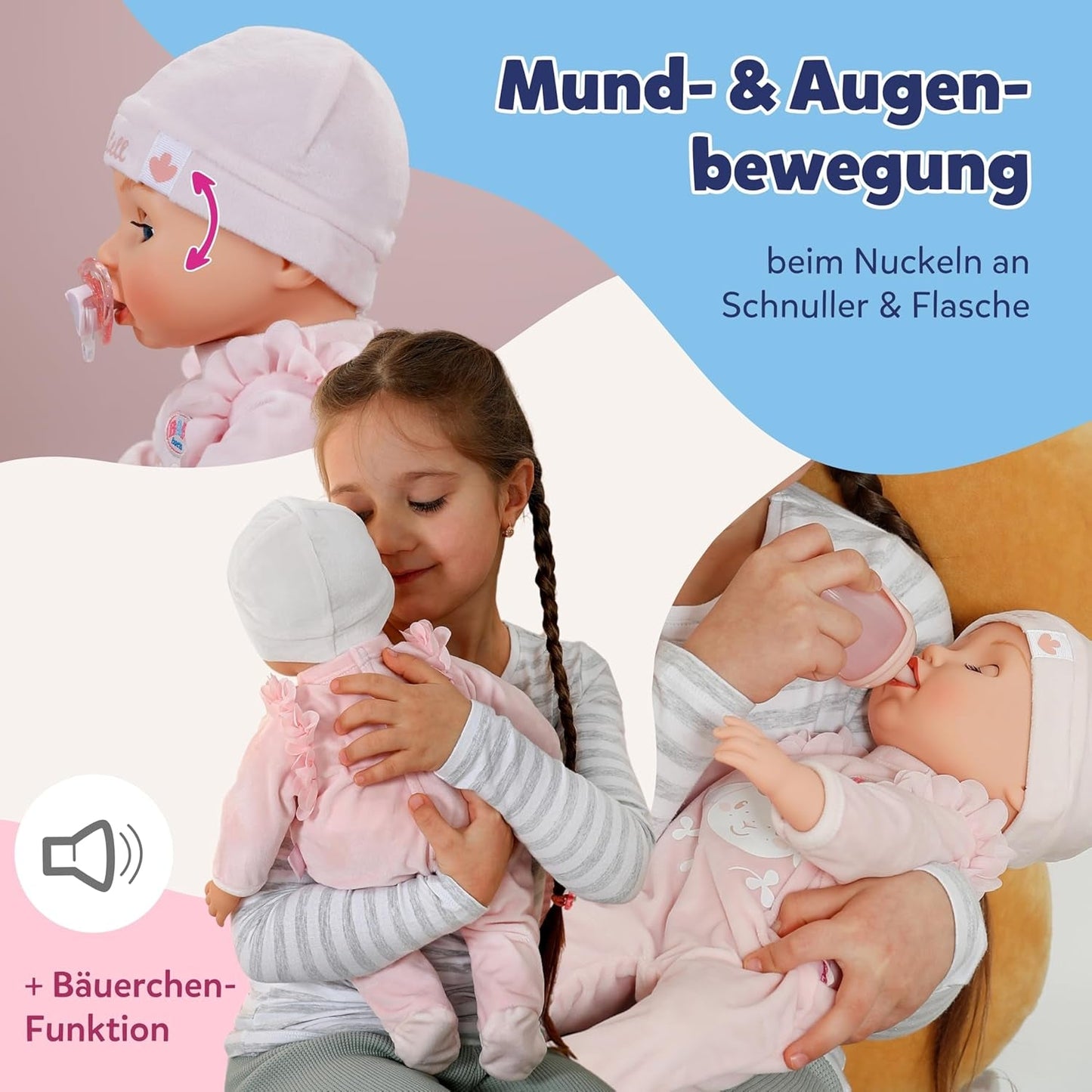 BABY Born Annabell 43 cm - Bambola morbida con 7 funzioni elettroniche e suoni - Adatta a bambini dai 3 anni in su - La bambola include accessori - Richiede batterie