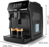 Macchina per caffè espresso automatica PHILIPS serie 2200 - 2 specialità di caffè, display touch, pannarello classico, macinacaffè in ceramica, nero opaco (EP2220/10)