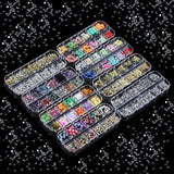 8 Boxen Nail Art Strass Kit - Nail Art Gemischt Strass Set, Nagel Kunst Strasssteine ​​​​Gems Perlen Edelsteine ​​​​Bunt Pferdeaugen Strass Für Nageldesign Zubehör Con 1 Pinzetten e 1 Strass Picker Für DIY