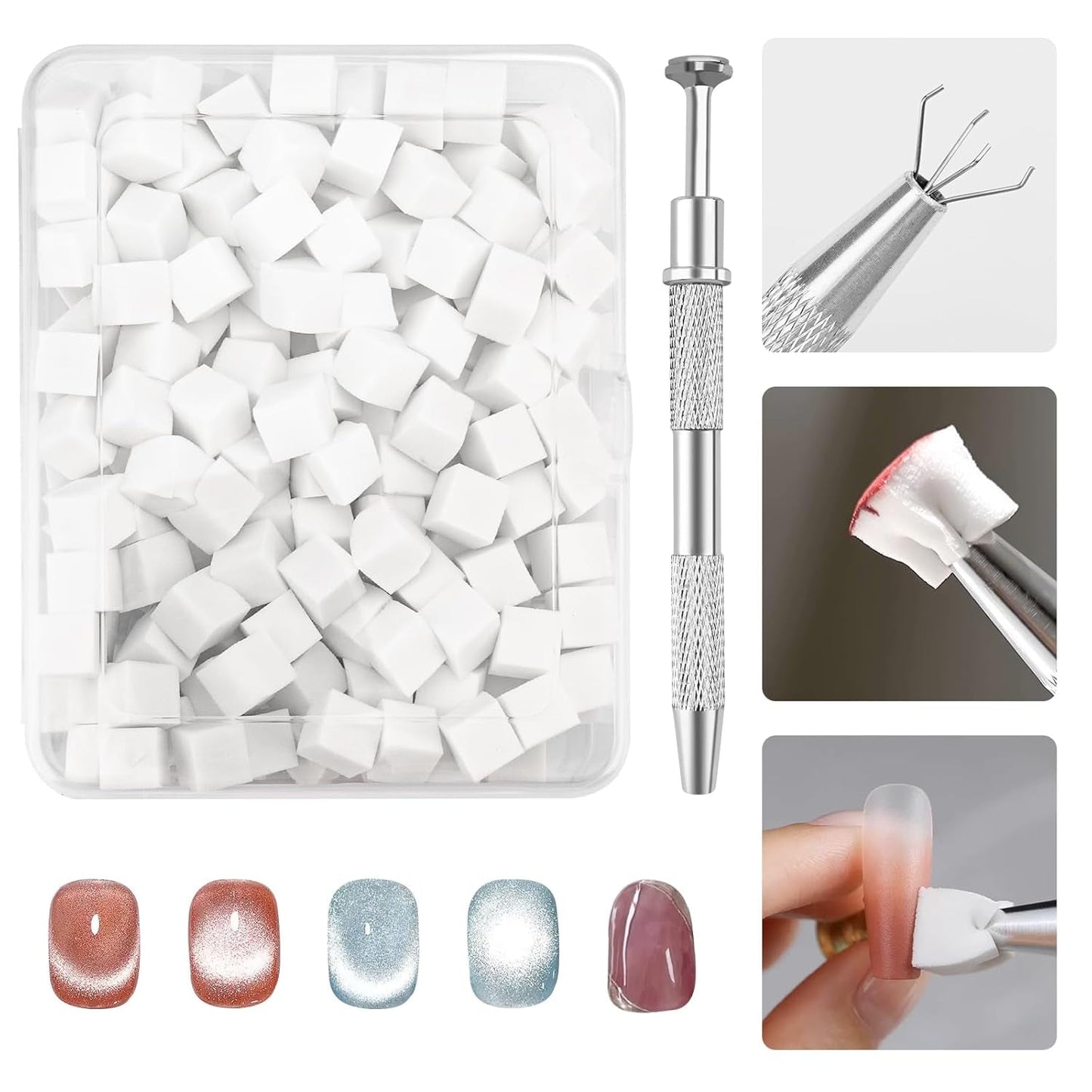 200 Pezzi Nail Art Schwamm Mit Metallgreifer,Nagelkunst Rendering Werkzeuge Mit Greifer,Sponge Nagel Pinsel,Nageldesign Zubehör Für Nail Art Rendering