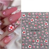 JMEOWIO 3D Nagelsticker Blume Nail Art Sticker Self-klebend Nagelaufkleber 5D Stereoscopico Frühling Sommer Floral Dekoration Nageldesign Zubehör 4 Blatt
