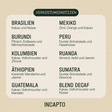 Selezione di caffè in grani Incapto nel mondo | Selezione di 10 origini da tutto il mondo | Caffè speciale | 100% Arabica | Ideale come set regalo per il caffè | Per gli amanti del caffè | 10 confezioni da 100 g
