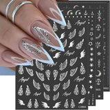 8 fogli Luna e stelle dorate Adesivi per nail art Ali d'angelo Adesivi per unghie color oro marrone chiaro Stelle Foil per unghie Adesivi autoadesivi per unghie Accessori per il design delle unghie Adesivi per unghie