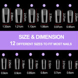 Unghie Finte a Copertura Completa 504 Confezione da 12 Misure Unghie Finte con Colla per Unghie Unghie Artificiali in Acrilico con Scatola di Immagazzinaggio per Saloni di Unghie e Nail Art Fai da Te per la casa (Quadrato)