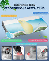 Cuscino IDEA, Cuscino ortopedico ergonomico per dolori al collo, Cuscino in memory foam per chi dorme sul fianco, sulla schiena e sull'addome, Cuscino antirussamento per uomini e donne (62 * 34,5 * 12/8 CM) Cuscini ortopedici cervicali Naty Shop