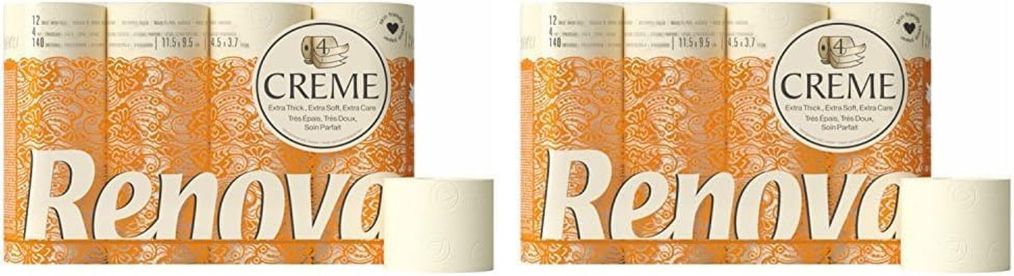 Carta igienica Renova 4 strati crema profumata, rotolo da 12 rotoli