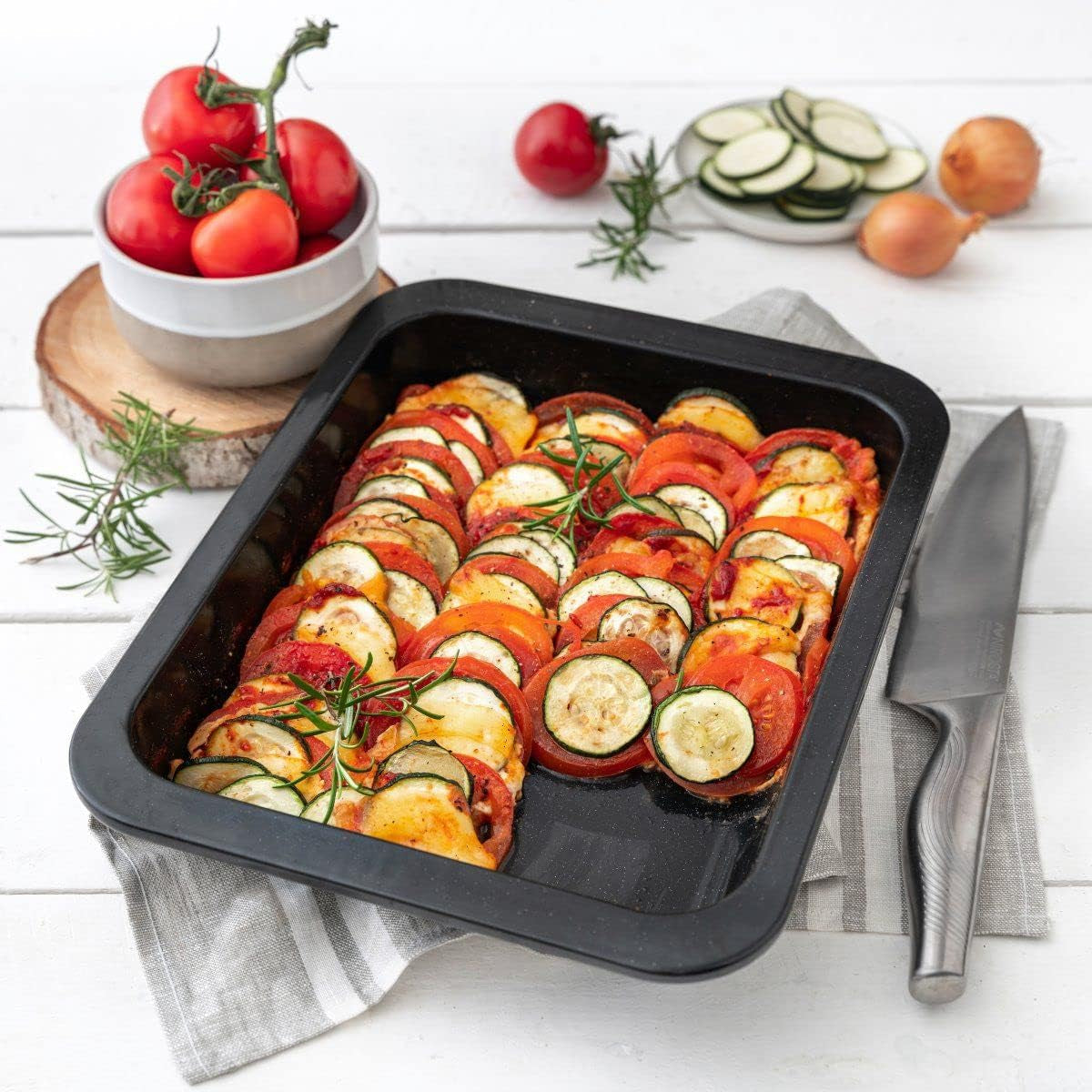 Zenker Ofenbackform (33 X 5 X 25 Cm) SPECIAL COOKING, Rechteckige Auflaufform Mit Enamelle-Versiegelung, Backform Mit Extra Hohem Rand (Farbe: Schwarz), Menge: 1 Stück Stampi e vassoi per cuocere Naty Shop