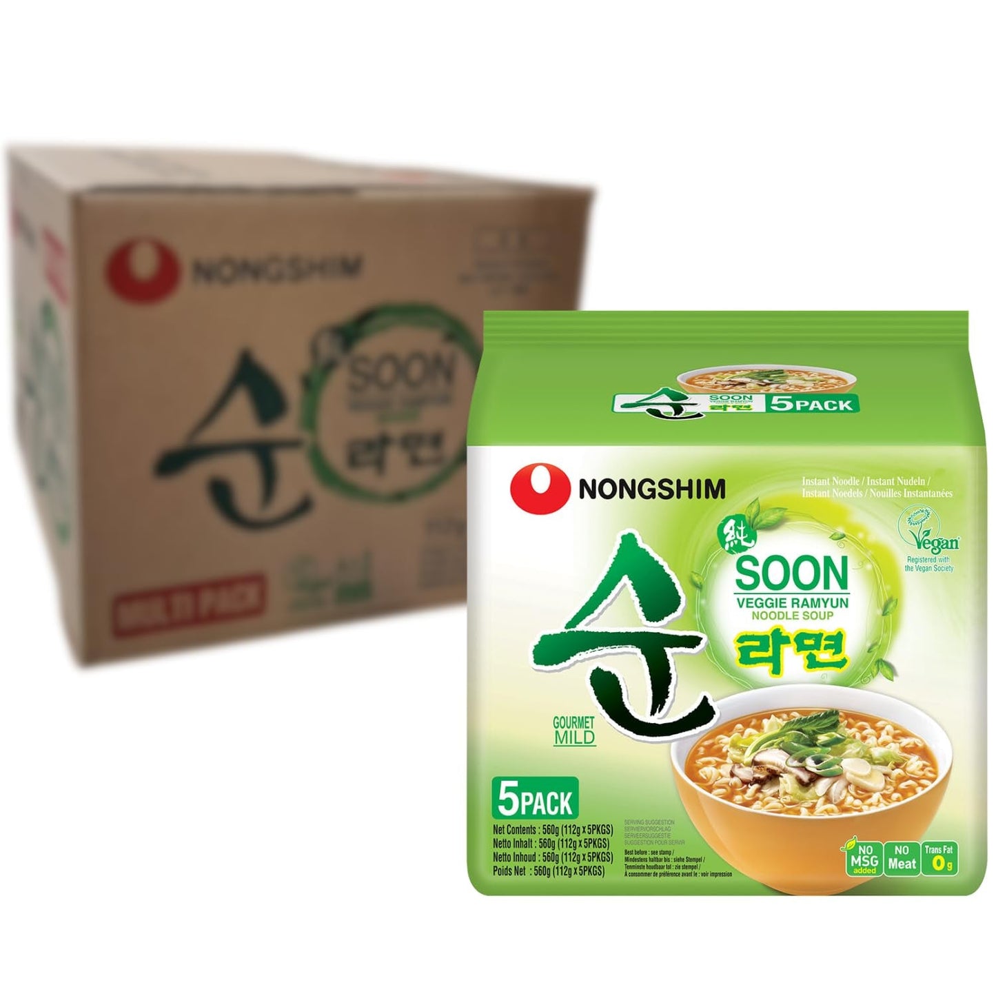 Nong Shim - Tazza istantanea Nudeln Soup Soon Veggie - Confezione multipla (12 X 67 GR)