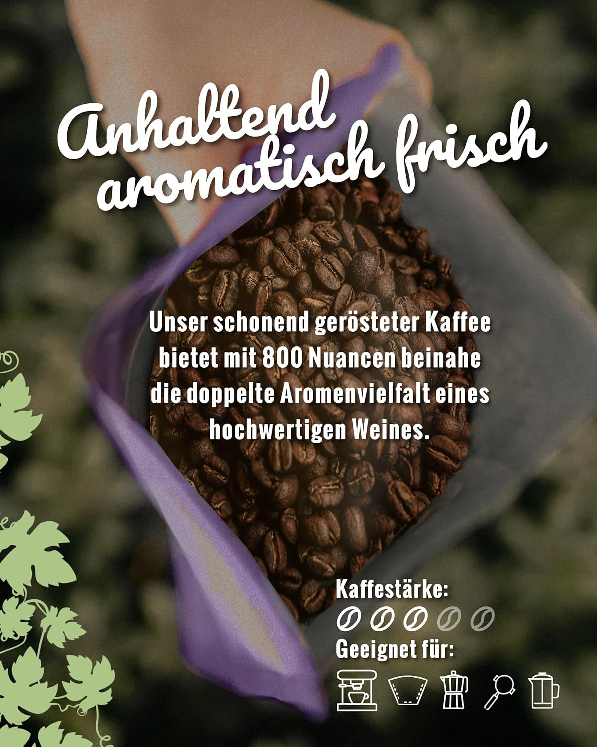 Blank Roast - BIO Winzer Kaffee 1000g - schonend mit Pfälzer Rebholz geröstet - ganze Kaffee-Bohnen aus Perù - 100% Arabica Röstung - schokoladig & nutig - säurearm