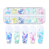 JMEOWIO Glitter per unghie 12 griglie Sirena Decorazione per unghie Accessori per unghie Design per unghie