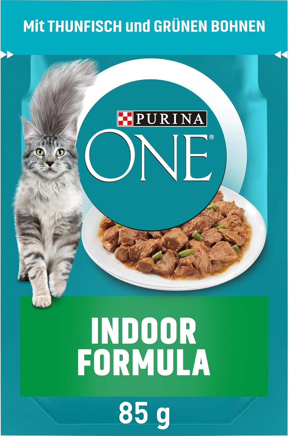 PURINA ONE Indoor Formula Cibo umido per gatti, teneri bocconcini in salsa per gatti fatti in casa con tonno, confezione da 26 (26 x 85 g)
