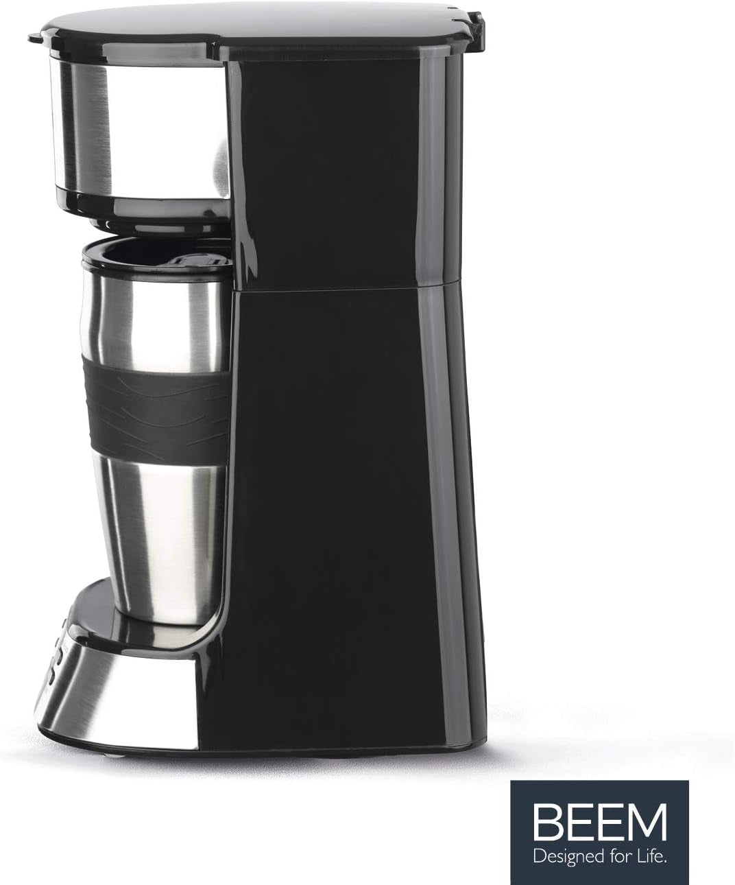 Macchina per caffè espresso BEEM THERMO 2 GO a filtro singolo con tazza termica da 0,4 l | Filtro permanente | Con timer 24 ore per una tazza di caffè caldo al mattino, senza attese | 750 W