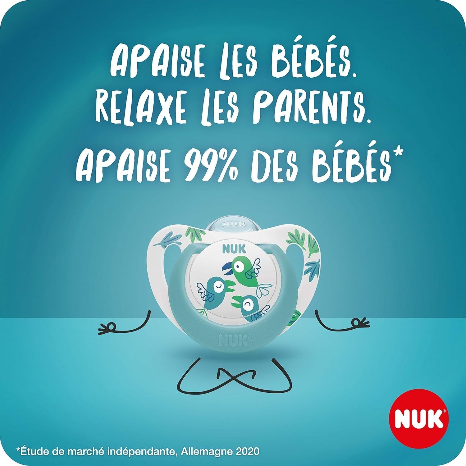 Ciuccio per bambini NUK Star Night & Day 0-6 mesi che si illumina al buio, in silicone rosa, senza BPA, confezione da 2