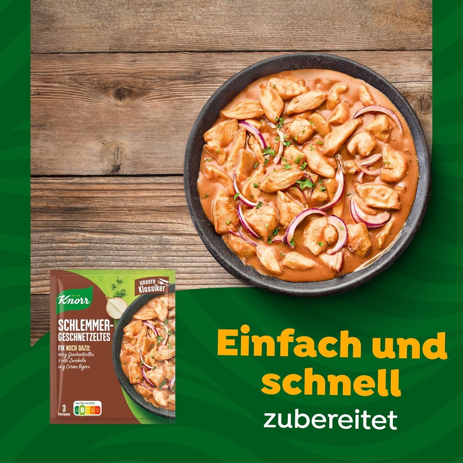 Knorr Fix Würzmischung Schlemmer-Geschnetzeltes für ein leckeres Fleischgericht ohne geschmacksverstärkende Zusatzstoffe 43 g 1 pezzo