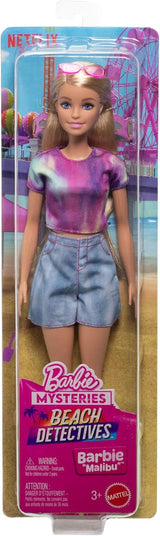 Barbie Mysteries: bambola di Malibu Beach Detectives con abito e accessori esclusivi, inclusi occhiali da sole, JFV63