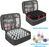 Tasche organizer per smalto per unghie, scatola portaoggetti per smalto per unghie doppia, borsa organizer per cosmetici per design cosmetico per 30 bottiglie di base Neonail (15 ml-0,5 fl.oz) e 1 lampada per unghie (nero)