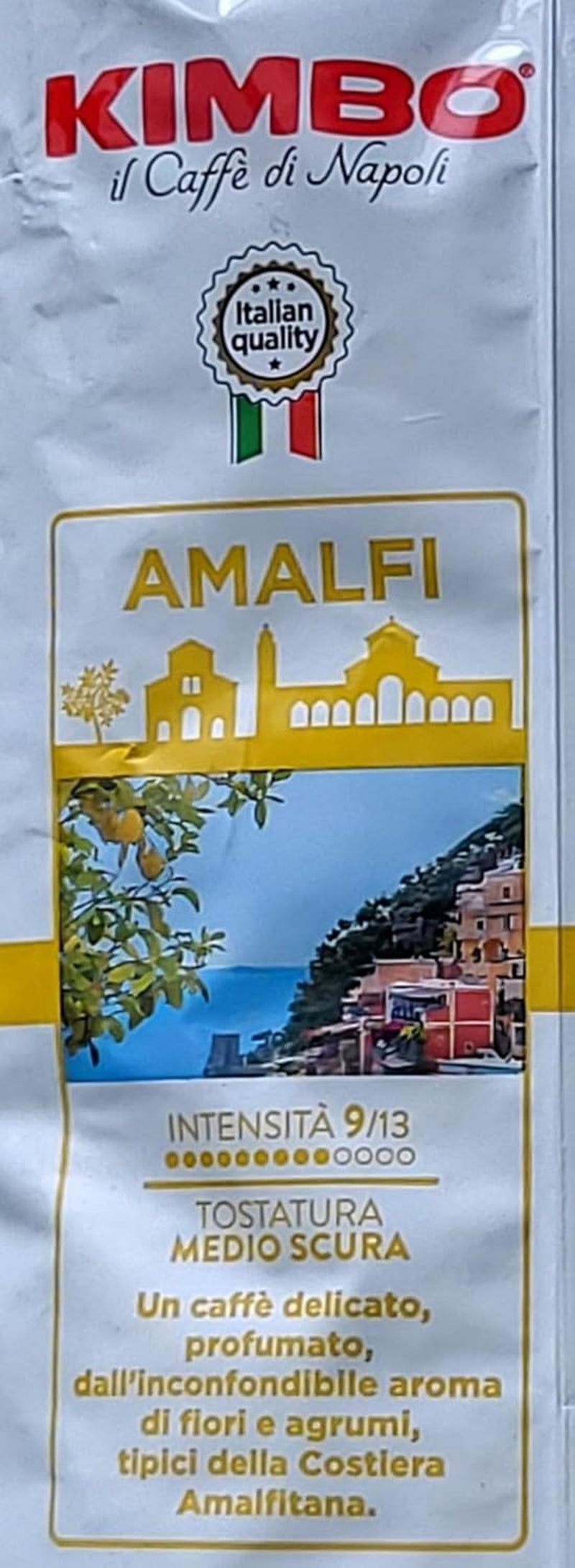 Caffè Amalfi in grani interi (100% Arabica), tostatura media, sacchetto da 1 kg