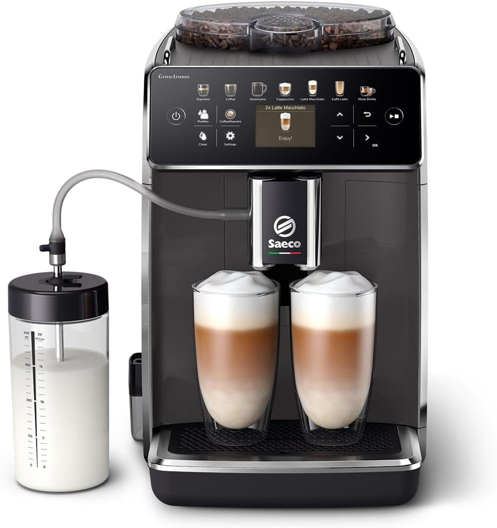Caffettiera automatica Saeco GranAroma - 14 specialità di caffè, display a colori intuitivo, 4 profili utente, macinatore in ceramica, 1500 Watt (SM6580/10)