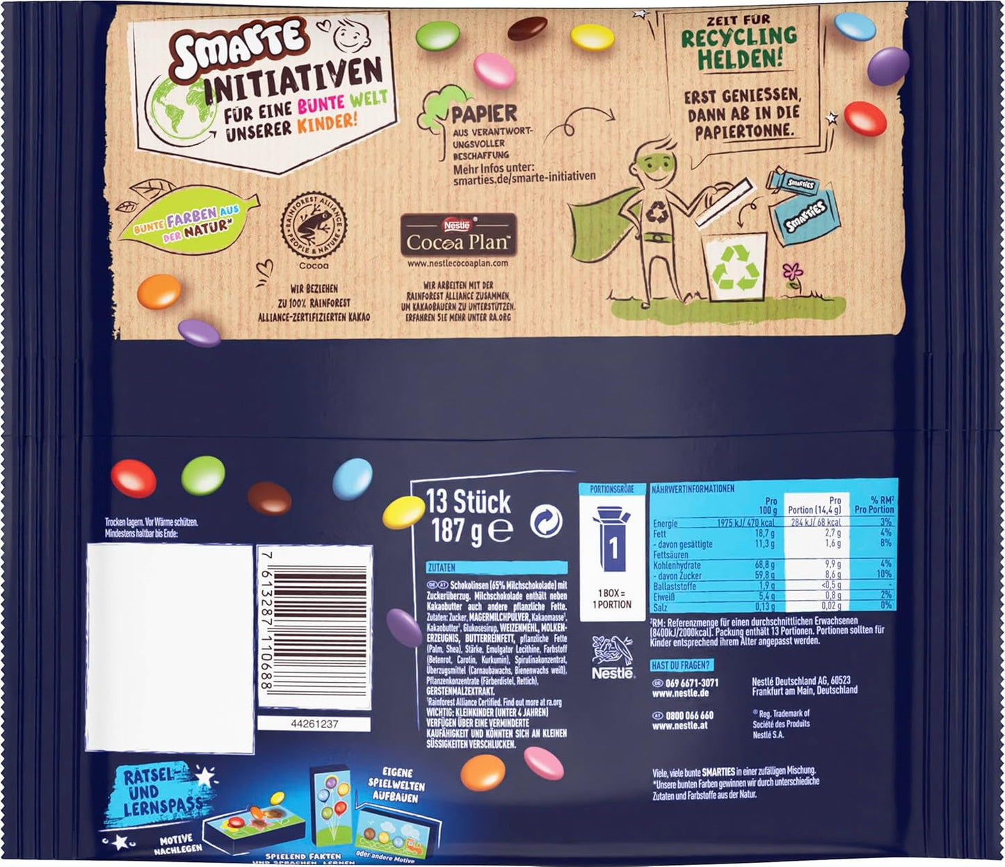 Nestlé SMARTIES Mini, lenticchie piccole con cioccolato al latte, confezionate singolarmente, confezione da 16 (16 x 187 g)