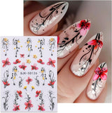 JMEOWIO 3D Nagelsticker Blumen Nail Art Sticker Selbstklebend Nagelaufkleber 5D Stereoscopico Frühling Sommer Dekoration Nageldesign Zubehör 4 Blatt
