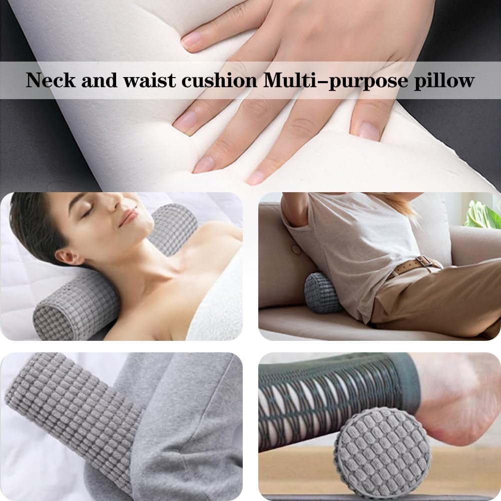 Rullo per il collo con fodera, Cuscino da viaggio in memory foam 11X45 cm, Cuscino per il collo in peluche lavabile in loco per alleviare il dolore al collo, Cuscino per il collo per casa, ufficio, viaggio Yoga Cuscini ortopedici cervicali cilindrici rotondi Naty Shop
