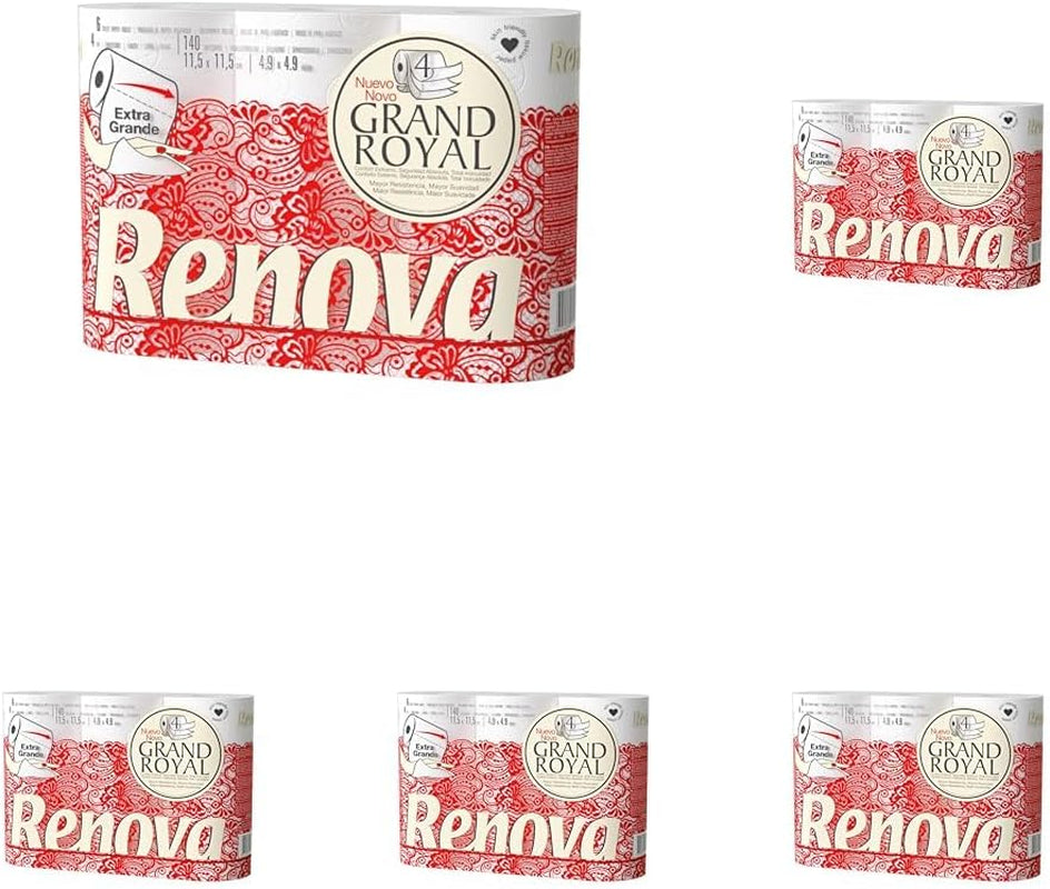 Carta igienica Renova Renova Grand Royal 4 veli - 6 rotoli, Large (confezione da 5)