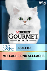 Gourmet Perle Duetto Salmone E Merluzzo Giallo Cibo Umido Per Gatti Confezione Da 26 (26 X 85 G)