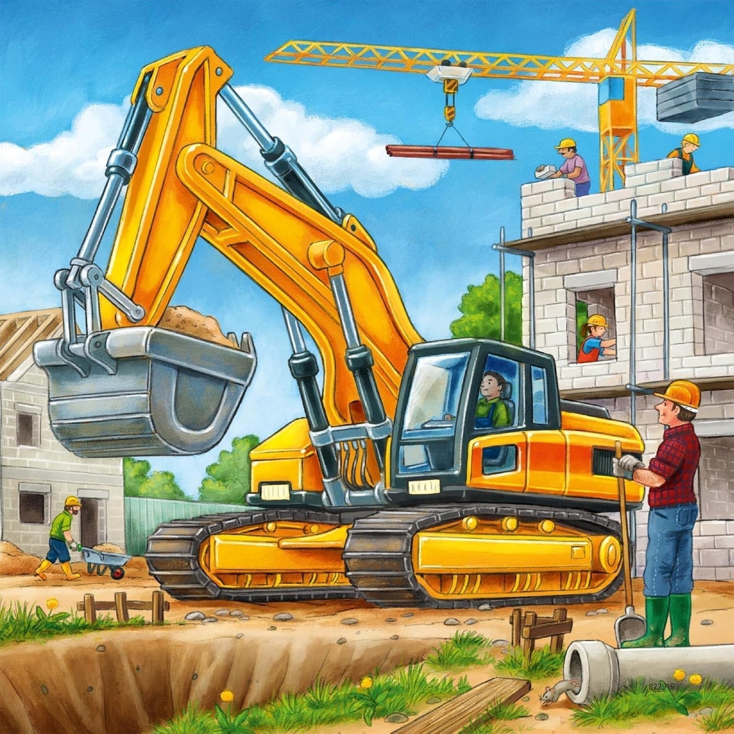 Ravensburger Puzzle per bambini - 09226 Grandi veicoli da cantiere - Puzzle per bambini dai 5 anni, con 3X49 pezzi Puzzle Naty Shop