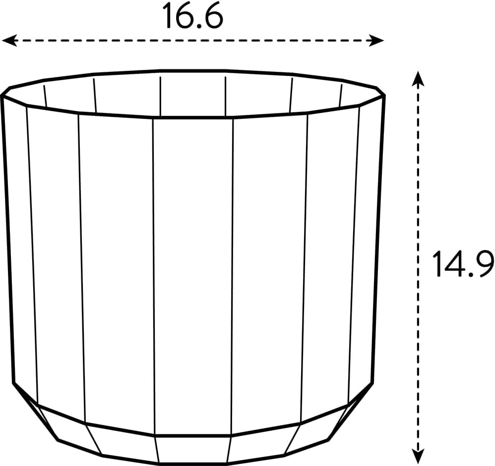 Vaso rotondo elho Facet 17 cm - per uso interno - 100% plastica riciclata - Ø 16,6 x H 14,9 cm - Rosa/Rosa mandorla