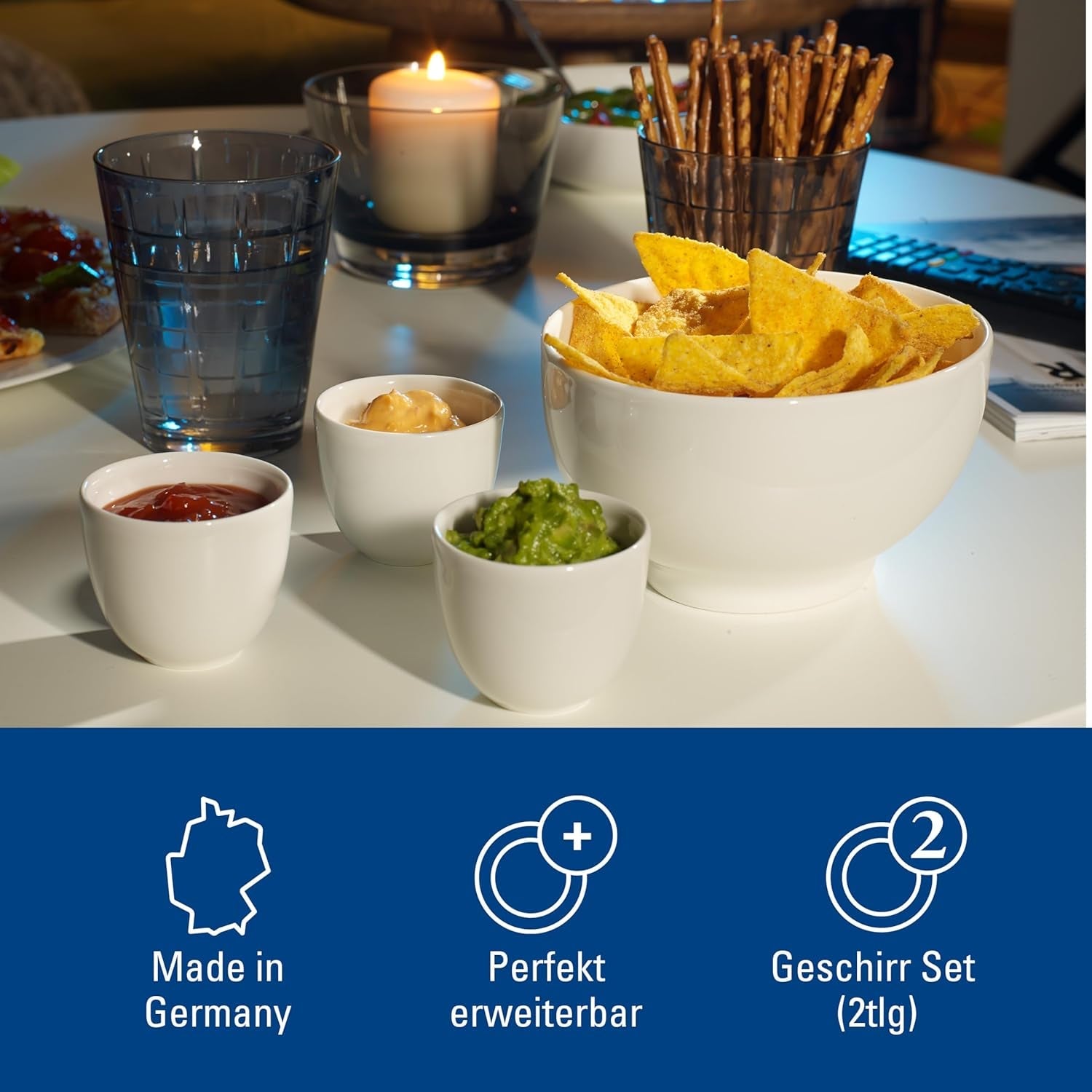 Villeroy & Boch For Me Ciotole per Cereali Set da 2, Bianco, Lavabili in Lavastoviglie, Utilizzabili nel Microonde, Ciotole Piccole per 2, Ciotole, Ciotole per Cereali, Snack o Salse, Piatto, Porcellana Premium