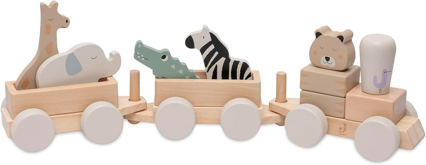 Jollein 112-001-67090 Giocattolo in legno su ruote, verde Giocattoli Bebe Naty Shop Jungle Jambo