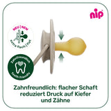 nip - Verde Ciliegia | 0-6 mesi | Confezione da 4 | Suzeta per bebeluși, potenza per alaptare e per loro. Tessuto sostenibile, realizzato in materiale naturale, verde scuro/marrone